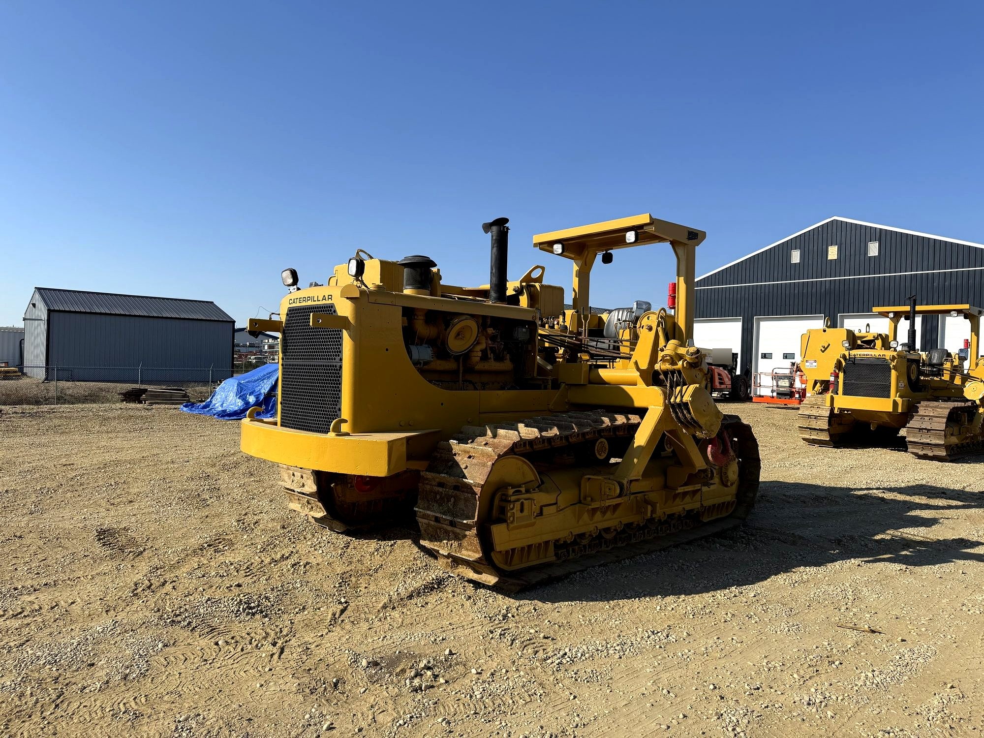 Caterpillar dozer in the equipment yard