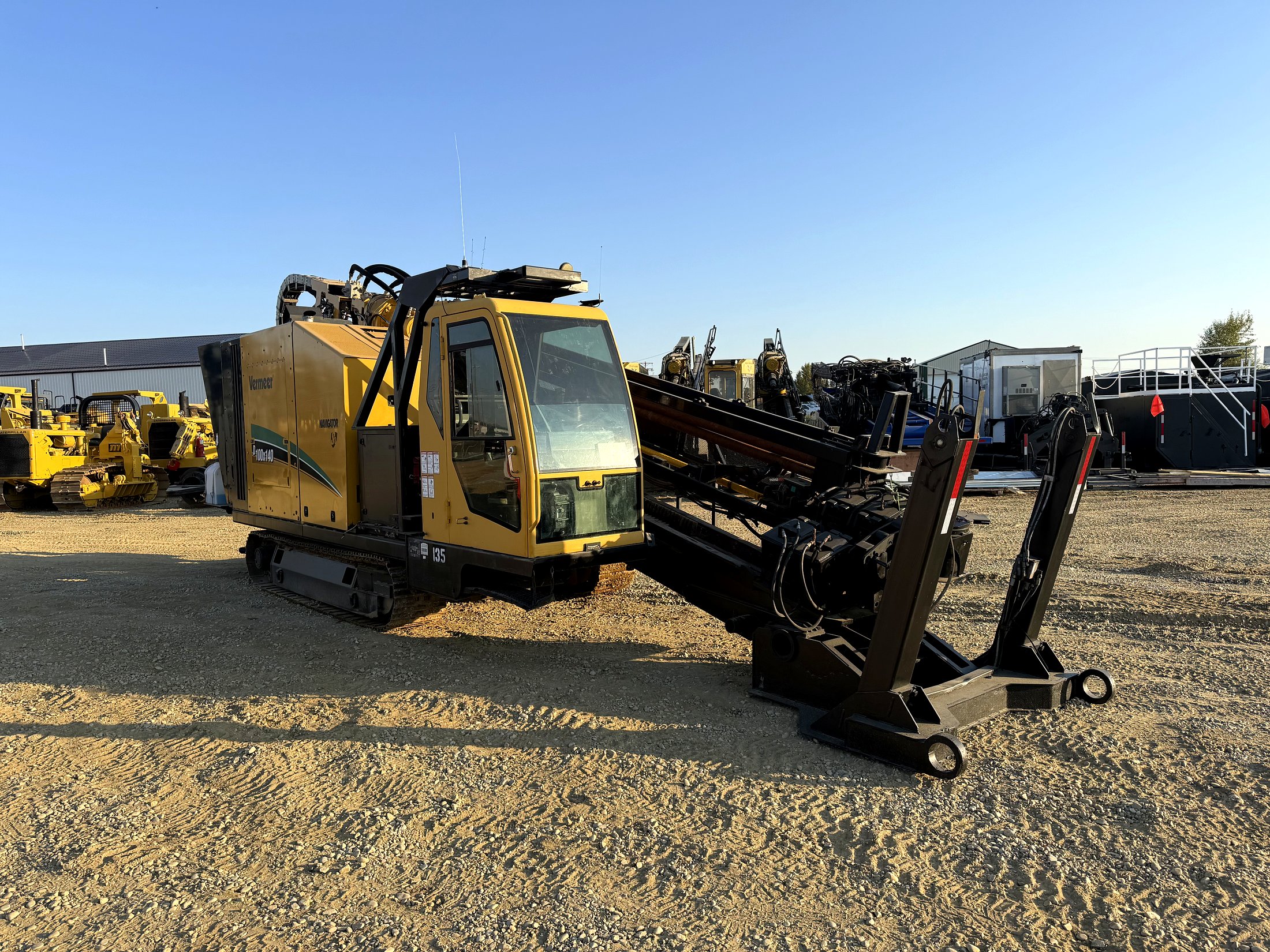 Vermeer Navigator D100x140 horizontal directional drill, full rig staged in the equipment yard